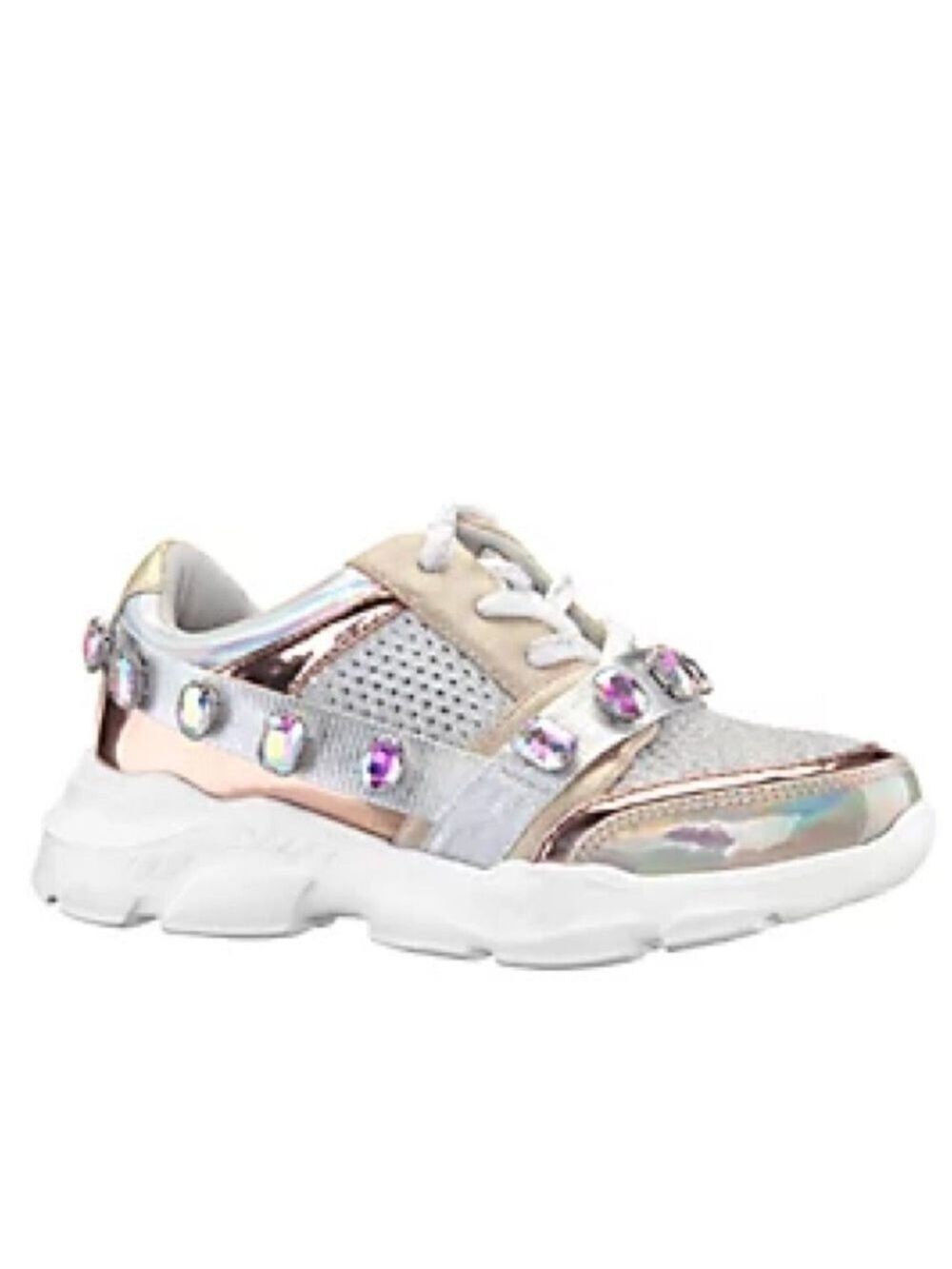 Nina Shoes Girls Yasminda Jewel White & Gold Shoes Size 5 US!